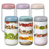 NETANY six-pack glass jars with airtight lids for fresh snacks on the go.