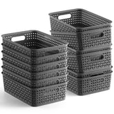 NETANY gray woven pattern basket for organized spaces with breathable design