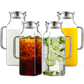 Netany square glass pitcher with lid offers large capacity for gatherings.