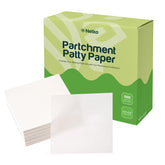 Netko Patty Paper sheets 5.5x5.5 inches in a box, ideal for burger prep and non-stick use.