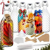 Nevlers 17 oz dotted swing top bottle with airtight seal for home brewing.