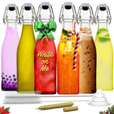 Nevlers 17oz square swing top bottle closeup with airtight seal