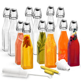 Nevlers square glass bottle with flip-top lid, 12-pack, ideal for batch bottling