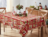 Newbridge Holiday Forest Friends tablecloth, top view, 60x84 inch size for family dinners.