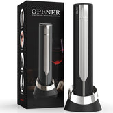 Newise luxury automatic wine opener resting on charging base for ready use
