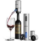 Newise Rechargeable Wine Set corkscrew in action, delivering effortless opening