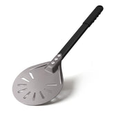 Newmeto pizza turning peel with 6-inch round perforated head for fast, crisp crusts.