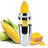 Newness corn stripper with cup collection for mess-free corn prep.