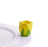 Nora Fleming Tiptoe Thru Em yellow tulip mini brightens spring tablescape
