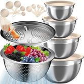 Nicdiet mixing bowls with lids set in cream for organized meal prep