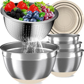 Nicdiet mixing bowls with airtight lids in khaki set for organized prep.