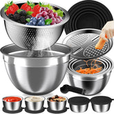 Nicdiet mixing bowls with lids show space-saving nesting for organized storage.