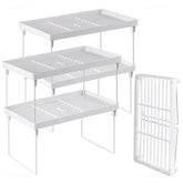 NiHome four-pack stackable shelf top view for organized cabinets