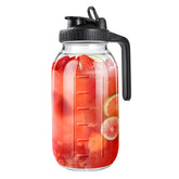 NIJIALGEXPY 64oz glass pitcher with lid and wide mouth, easy pouring and cleaning.