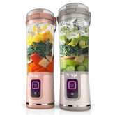 Ninja Blast portable blender peach front view emphasizing cordless blending on the go.