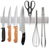 Ninonly 12-inch magnetic knife strip with satin finish keeps blades secure and accessible.