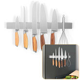 Ninonly 16-inch magnetic knife strip on fridge securely holds your full knife set.
