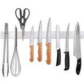 Ninonly 16-inch magnetic knife strip securely holds knives for quick access.