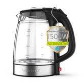 NISVITU glass outer and stainless inner cordless kettle for safe operation