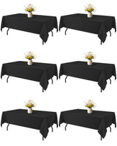 Niuara black rectangle tablecloth close-up showing wrinkle resistance for a smooth setup