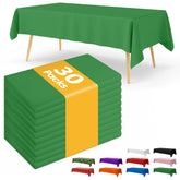 Niuara green plastic table cloth on a 6ft table protecting from spills