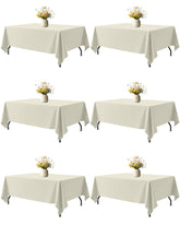 Niuara ivory rectangle tablecloth, 60x102 inches, six-pack for 5ft tables, durable and easy care.