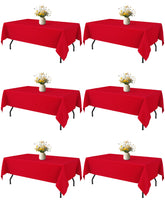 Niuara red rectangle tablecloth on a 5ft table with elegant, smooth drape.