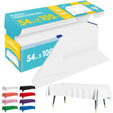 Niuara white table cover roll, 54in by 100ft, protects surfaces during events.