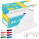 Niuara white table cover roll, 54in wide, keeps tables clean during events.