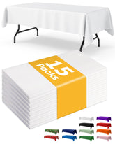 Niuara white 54x108 tablecloth spread on a 6ft table for holiday gatherings.