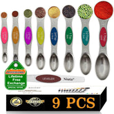 NIUTA magnetic measuring spoons set, 9 pieces, double-ended for precise spice and liquid measurements