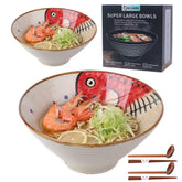 NJCHARMS ceramic ramen bowl set shown as a 6-piece set, ideal for family meals.