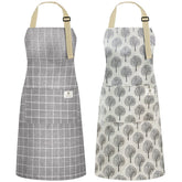 NLUS 2-pack waterproof cooking apron with gray stripe keeps clothes clean while cooking.
