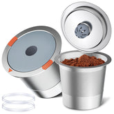 Noalto reusable K-Cups with stainless steel body for durable, eco-friendly brewing.