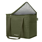 Nook Theory forest green insulated bag with canvas exterior keeps groceries cool.