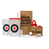 Northern Brewer Block Party Amber starter kit on counter, perfect for first-time homebrewers