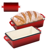Northriver Casting enameled bread-pan set with lid delivering even heat for crusty loaves.