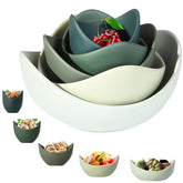 Notakia lotus-shaped salad bowl in green adds vibrant presentation for fresh salads.