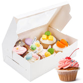 NPLUX cupcake box with window front displaying cupcakes and freshness