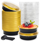 NPLUX 8oz mini cake pans with lids, closeup for easy oven-to-table baking