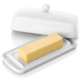 Nucookery porcelain butter dish with lid keeps butter fresh on the counter