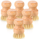 Nuenen 6-pack bamboo dish scrubbers with natural sisal bristles for tough stains