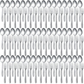 Nuogo 100-piece flatware close-up showing forks and spoons for everyday dining