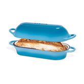 Nuovva enamelled cast iron bread loaf pot in light blue, for even sourdough baking