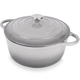 Nuovva enamelled cast iron Dutch oven with lid in grey, durable and heat-retaining.