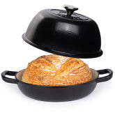 Nuovva enamelled Dutch oven front view highlighting durable heat retention for even baking