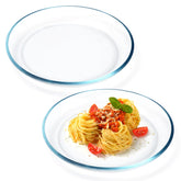 NUTRIUPS 2-pack 9-inch plates with clear glass for elegant table presentation.