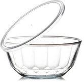 NUTRIUPS 4.7 qt glass mixing bowl with lid on keeps ingredients fresh.