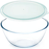 NUTRIUPS 4.7 quart glass bowl with lid, perfect for mixing and storing.