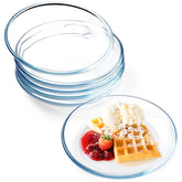 NUTRIUPS 8-inch glass plate with a lipped edge for neat sauce containment.